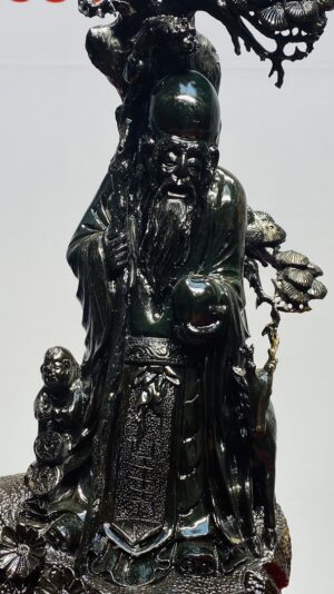 Ông Thọ Đứng Tùng Gỗ Mun Sừng