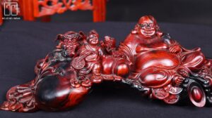 Di Lạc Nhất Tiểu Bao Tiền Cầu Gậy Như Ý Gỗ Trắc