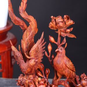 Phu Thê Viên Mãn Hoa Mẫu Đơn Gỗ Sưa