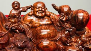 Di Lạc Nhị Tiểu Ngồi Bao Tiền Gỗ Cẩm