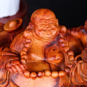 Di Lạc Nhị Tiểu Ngồi Bao Tiền Gỗ Nu Hương Ôm Đá