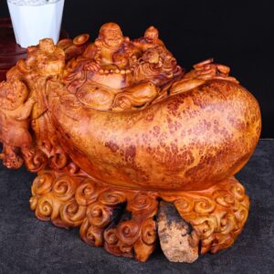 Di Lạc Nhị Tiểu Ngồi Bao Tiền Gỗ Nu Hương Ôm Đá
