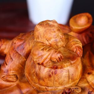 Di Lạc Nhị Tiểu Ngồi Bao Tiền Gỗ Nu Hương Ôm Đá
