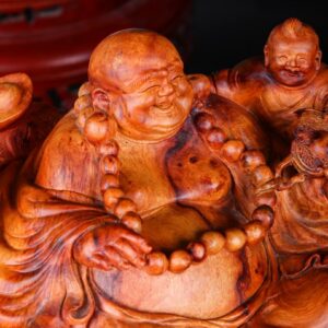 Di Lạc Nhị Tiểu Ngồi Bao Tiền Gỗ Nu Hương Ôm Đá