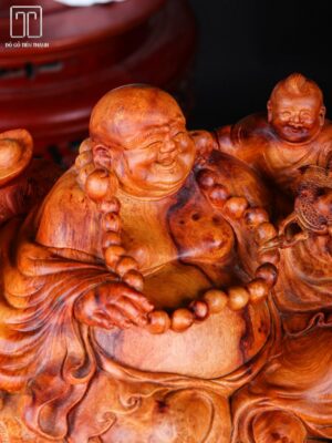 Di Lạc Nhị Tiểu Ngồi Bao Tiền Gỗ Nu Hương Ôm Đá