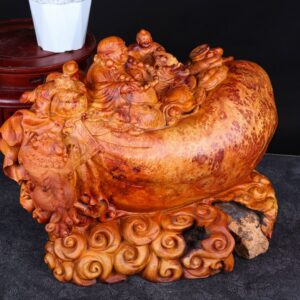 Di Lạc Nhị Tiểu Ngồi Bao Tiền Gỗ Nu Hương Ôm Đá
