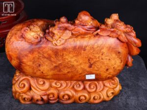 Di Lạc Nhị Tiểu Ngồi Bao Tiền Gỗ Nu Hương Ôm Đá