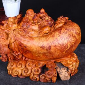 Di Lạc Nhị Tiểu Ngồi Bao Tiền Gỗ Nu Hương Ôm Đá