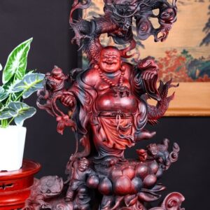 Di Lạc Nhất Long Tam Tiểu Đứng Sen Gỗ Trắc