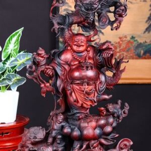 Di Lạc Nhất Long Tam Tiểu Đứng Sen Gỗ Trắc