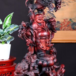 Di Lạc Nhất Long Tam Tiểu Đứng Sen Gỗ Trắc