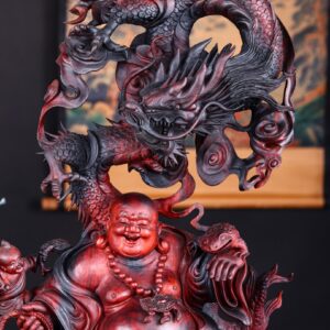 Di Lạc Nhất Long Tam Tiểu Đứng Sen Gỗ Trắc