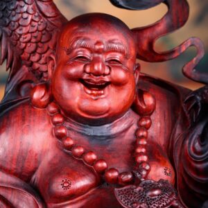Di Lạc Nhất Long Tam Tiểu Đứng Sen Gỗ Trắc