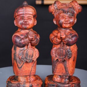 Cặp Tiểu Đồng Chúc Phúc Gỗ Trắc