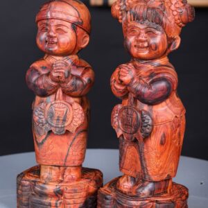 Cặp Tiểu Đồng Chúc Phúc Gỗ Trắc