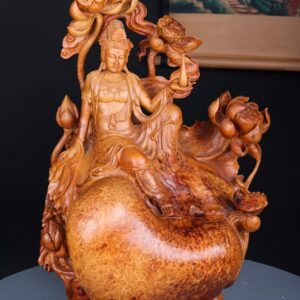 Phật Quan Âm Ngự Sen Gỗ Nu Hương