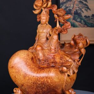 Phật Quan Âm Ngự Sen Gỗ Nu Hương
