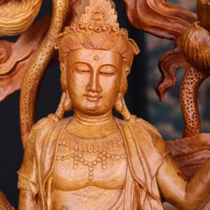 Phật Quan Âm Ngự Sen Gỗ Nu Hương
