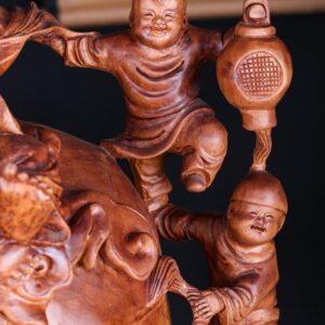 Di Lạc Tam Tiểu Thiềm Thừ Ngồi Bao Tiền Gỗ Nu Ngọc Am