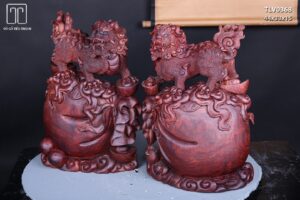 Cặp Nghê Trấn Bao Tiền Gỗ Tử Đàn