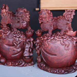 Cặp Nghê Trấn Bao Tiền Gỗ Tử Đàn
