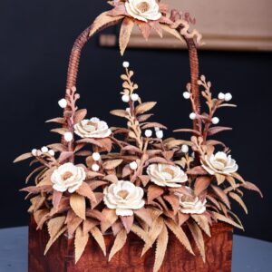Giỏ Hoa Phù Dung Gỗ Sưa Ngà Voi