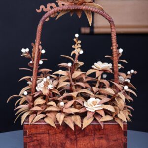 Giỏ Hoa Phù Dung Gỗ Sưa Ngà Voi