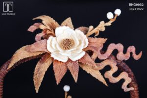 Giỏ Hoa Phù Dung Gỗ Sưa Ngà Voi