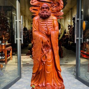 Đạt Ma ngự song long gỗ hương.