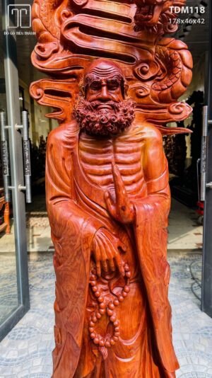Đạt Ma ngự song long gỗ hương.