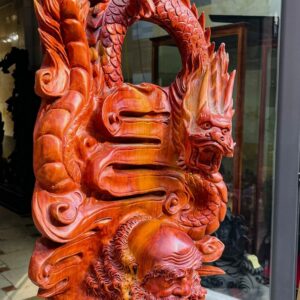 Đạt Ma ngự song long gỗ hương.