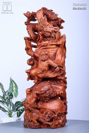 Đạt Ma Hàng Long Phục Song Nghê Gỗ Hương