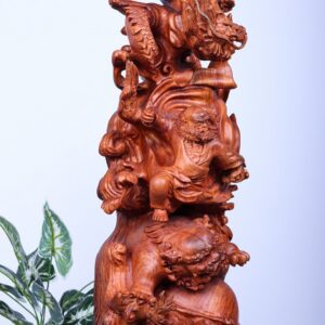 Đạt Ma Hàng Long Phục Song Nghê Gỗ Hương