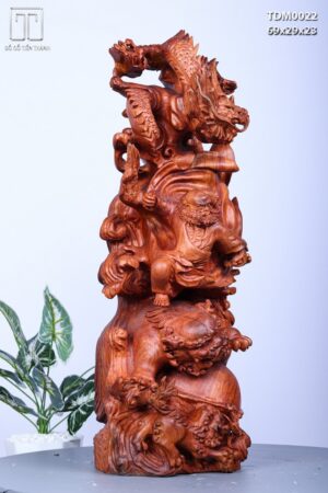 Đạt Ma Hàng Long Phục Song Nghê Gỗ Hương