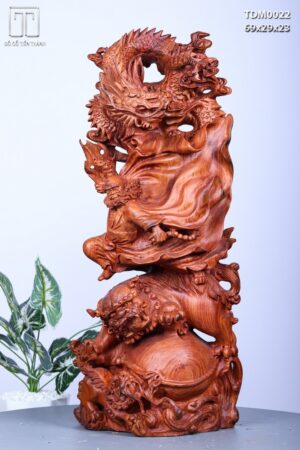 Đạt Ma Hàng Long Phục Song Nghê Gỗ Hương