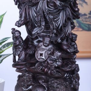 Di Lạc Ngũ Tiểu Cầm Hoa Sen Song Nghê Gỗ Tử Đàn