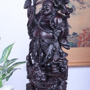 Di Lạc Ngũ Tiểu Cầm Hoa Sen Song Nghê Gỗ Tử Đàn