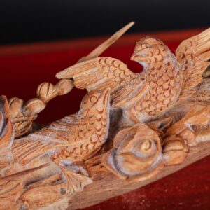 Cầu Gậy Như Ý Chim Trĩ Hoa Mai Gỗ Hoàng Đàn Tuyết Lạng Sơn
