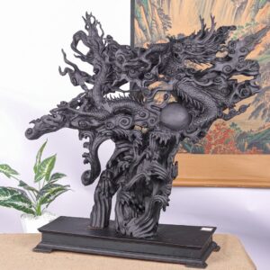 Nhất Long Vờn Ngọc Gỗ Mun Sừng Khánh Hoà