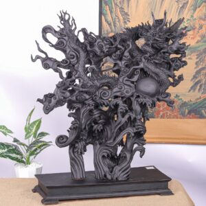 Nhất Long Vờn Ngọc Gỗ Mun Sừng Khánh Hoà