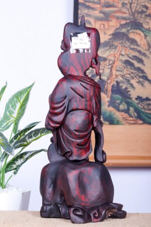 Di Lạc Cầm Quạt Đứng Bao Tiền Gỗ Trắc