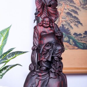 Di Lạc Cầm Quạt Đứng Bao Tiền Gỗ Trắc
