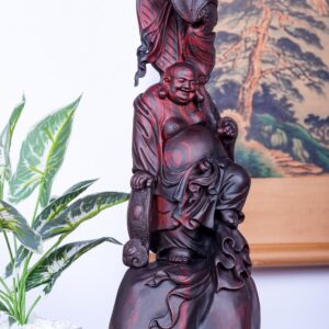 Di Lạc Cầm Quạt Đứng Bao Tiền Gỗ Trắc