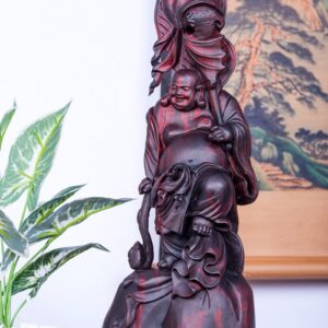 Di Lạc Cầm Quạt Đứng Bao Tiền Gỗ Trắc