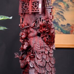 Phu Thê Viên Mãn Đôi Chim Công Gỗ Tử Đàn