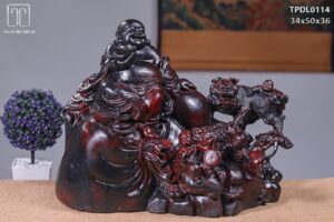 Di Lạc Tam Tiểu Nhất Nghê Ngồi Bao Tiền Gỗ Trắc