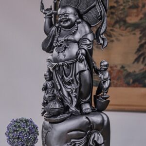 Di Lạc Tam Tiểu Đứng Bao Tiền Gỗ Mun Sừng Khánh Hoà