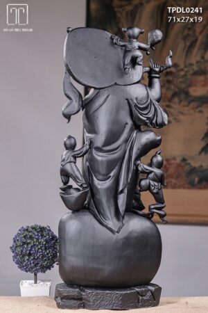 Di Lạc Tam Tiểu Đứng Bao Tiền Gỗ Mun Sừng Khánh Hoà