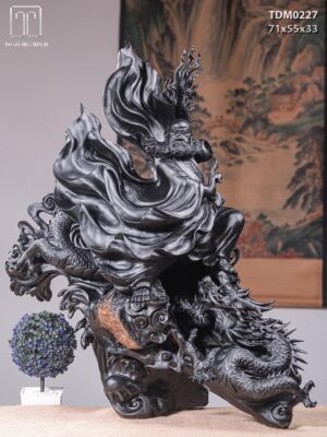 Đạt Ma Hàng Long Gỗ Mun Sừng Khánh Hoà Ôm Đá
