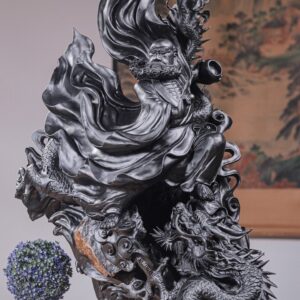 Đạt Ma Hàng Long Gỗ Mun Sừng Khánh Hoà Ôm Đá